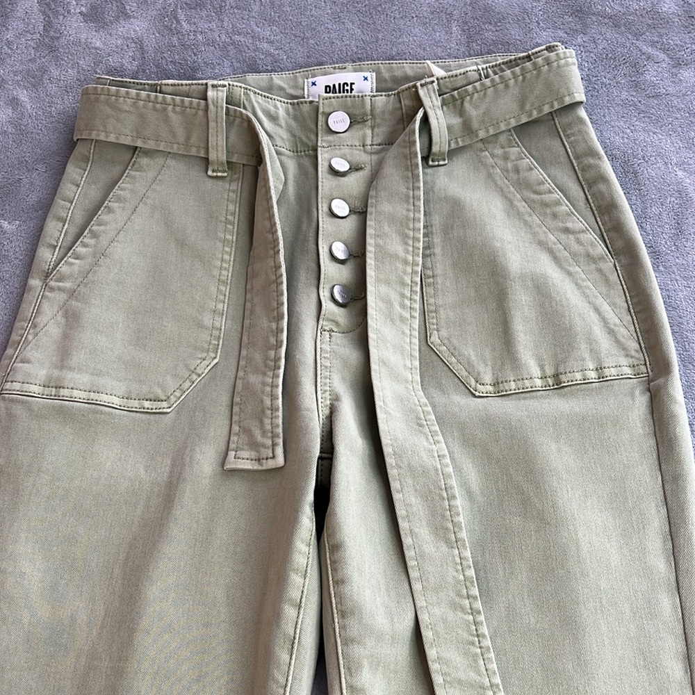 🎯NWOT Paige Mayslie Self Tie Jogger Green Size 27 - Picture 5 of 16